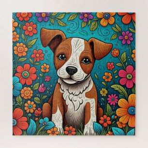 Quebra-cabeça Cuppy com Flores de Arte Folclórica