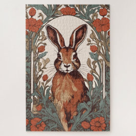 Quebra-cabeça Curiosa lebre William Morris inspirou floral