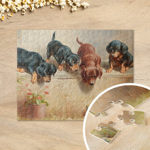 Quebra-cabeça Curioso Dachshund Puppies Carl Reichert