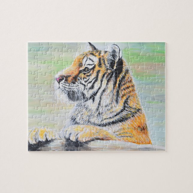 Quebra-cabeça Curious Tiger Painting (Horizontal)