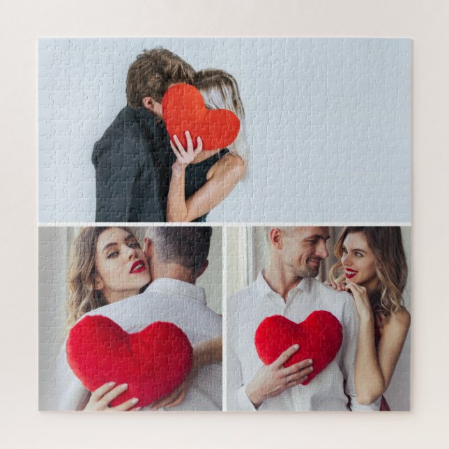 Quebra-cabeça Custom 3 Photo Puzzle Lovers Valentine’s Day Gift (Vertical)