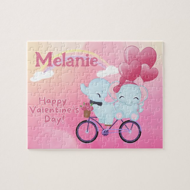 Quebra-cabeça Custom Child Name Valentine's Day Puzzle  (Horizontal)