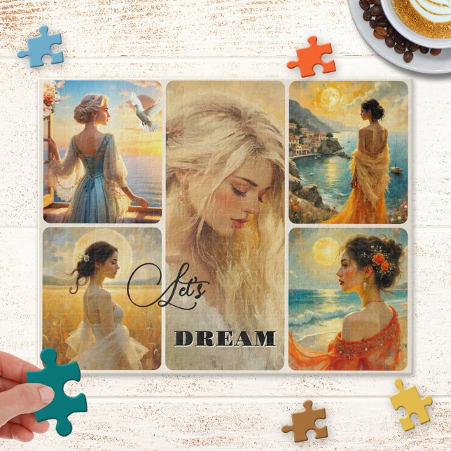 Quebra-cabeça Custom Fine Art Women Collage Puzzle (Puzzle featuring a collage of retro style paintings of women)