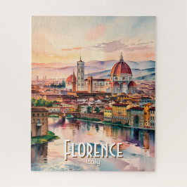 Quebra-cabeça Custom Florence Duomo Cathedral Watercolor Skyline