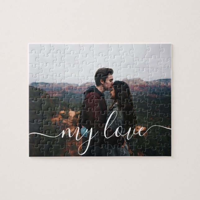 Quebra-cabeça Custom Photo Couple Romantic Script Keepsake (Horizontal)