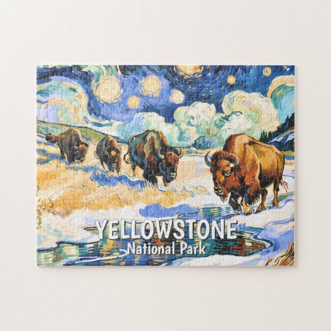 Quebra-cabeça Custom Yellowstone Wildlife Buffalo Vibrant Nature (Horizontal)