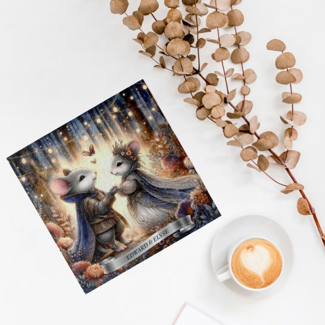 Quebra-cabeça Cuta Personalizada De Casamento De Mouse Florestal (Criador carregado)