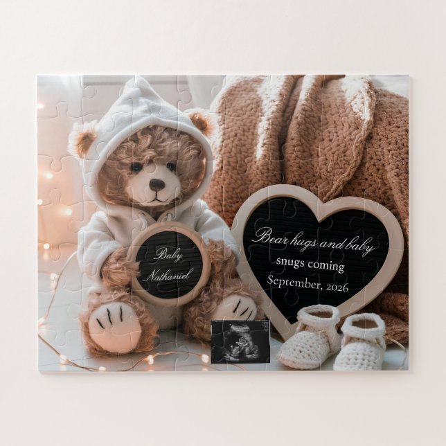Quebra-cabeça Cute Bear Gender Neutral Baby Announcement (Horizontal)