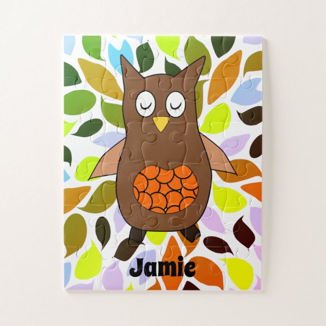 Quebra-cabeça Cute Brown Baby Owl Bright (Vertical)