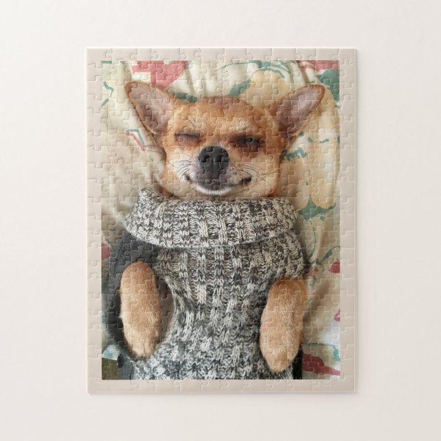 QUEBRA-CABEÇA CUTE CHIHUAHUA VESTINDO SUÉATER JIGSAW QUEBRA-CABE (Vertical)