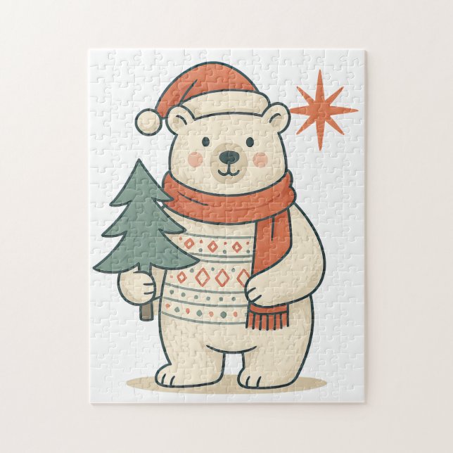 Quebra-cabeça Cute Christmas Polar Bear Scandinavian Winter  (Vertical)