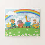 Quebra-cabeça Cute Colorful Animal Train Rainbow Modern Kids<br><div class="desc">This cute design features a colorful animal filled train with a lion,  elephant,  giraffe,  flamingo,  tiger and monkey. Perfect for birthdays for kids #puzzle #puzzlesforkids #gifts #giftsforkids #kids #cute #animals #games #fun #birthday #kidsbirthday</div>