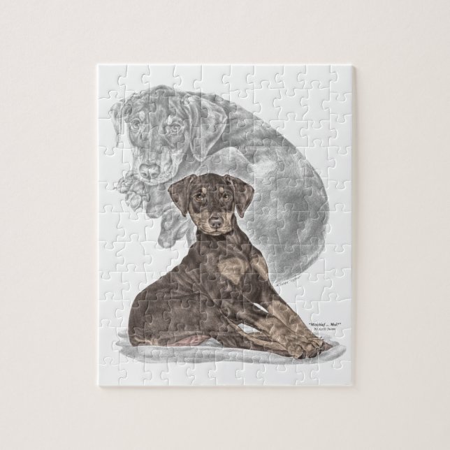 Quebra-cabeça Cute Doberman Pinscher Puppy (Vertical)