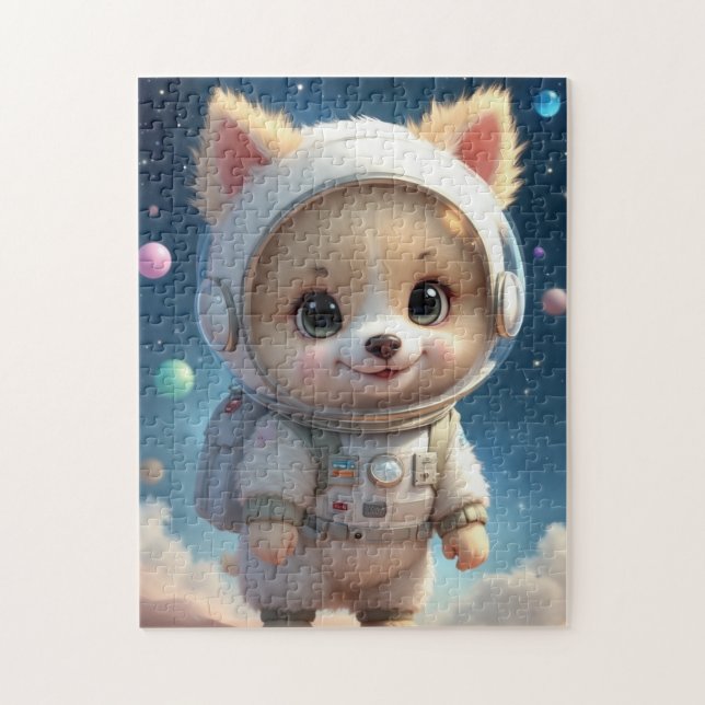 Quebra-cabeça Cute Fluffy Puppy Astronaut Jigsaw Puzzle (Vertical)