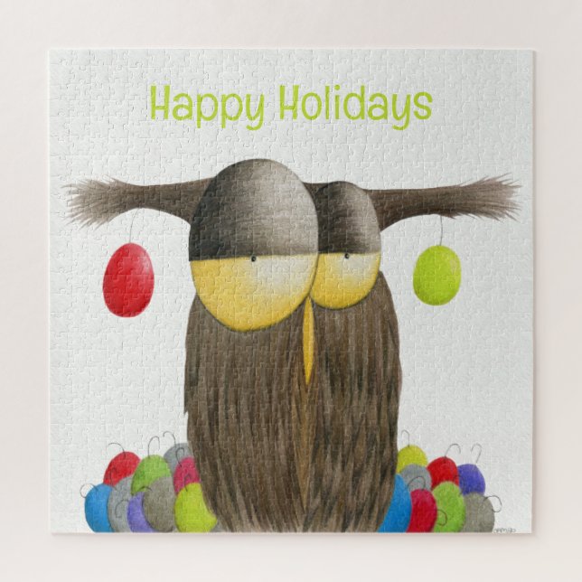 Quebra-cabeça Cute Holiday Owl Illustration (Vertical)