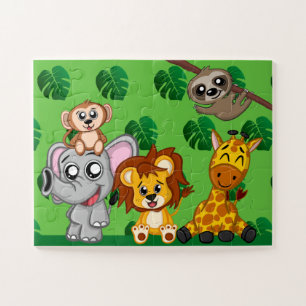 Quebra-cabeça Cute Jungle Animals Cartoon Rainforest Safari Kids