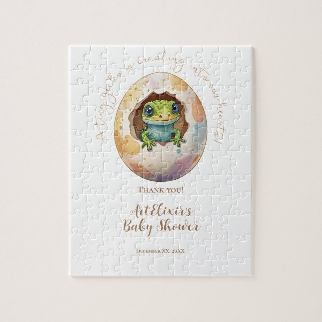 Quebra-cabeça Cute Kawaii Gecko Lizard Chá de fraldas de Ovo (Vertical)