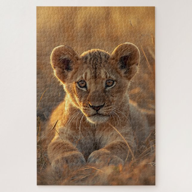 Quebra-cabeça Cute Lion Cub Wildlife Jigsaw Puzzle (Vertical)