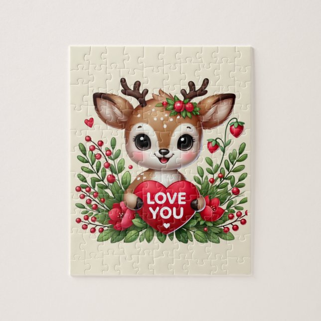 Quebra-cabeça Cute love you deer jigsaw puzzle (Vertical)
