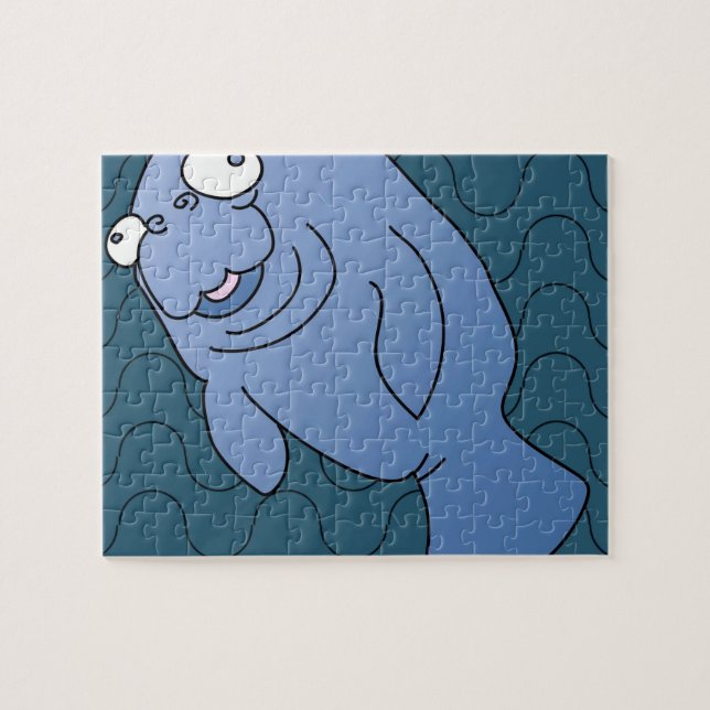 Quebra-cabeça Cute Manatee Hugger Cartoon Animal (Horizontal)