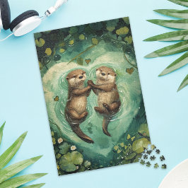 Quebra-cabeça Cute Otter Couple Love Jigsaw Puzzle