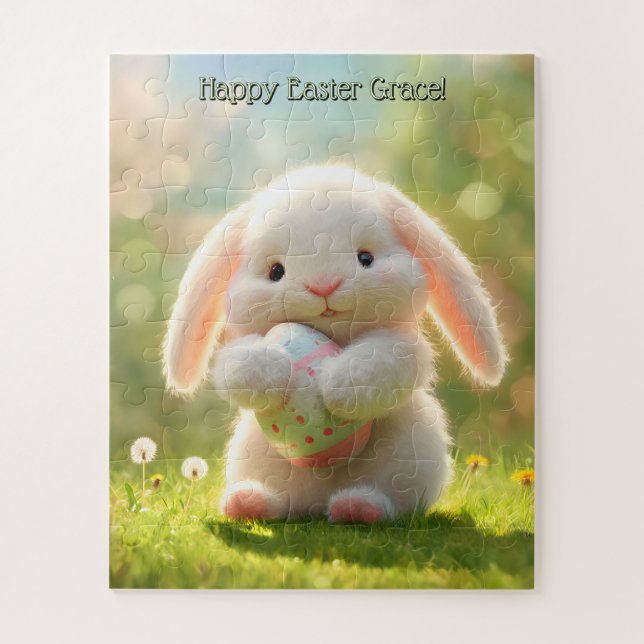 Quebra-cabeça Cute Personalized Easter Bunny Puzzle (Vertical)