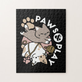 Quebra-cabeça Cute Playful Cats Design – Fun Paws and Play Art