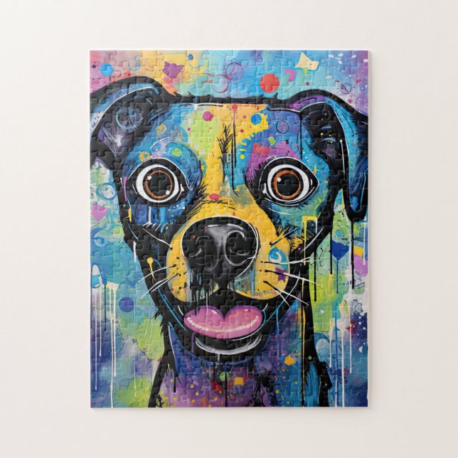 Quebra-cabeça Cute Puppy Funny Dog Mixed Media Animal Pet (Vertical)
