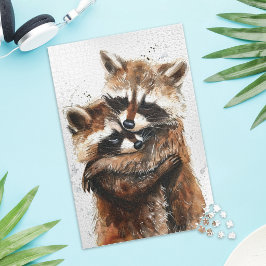 Quebra-cabeça Cute Raccoon Couple Love Jigsaw Puzzle