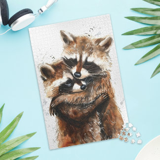 Quebra-cabeça Cute Raccoon Couple Love Jigsaw Puzzle