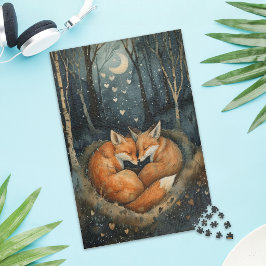 Quebra-cabeça Cute Red Fox Couple Love Jigsaw Puzzle