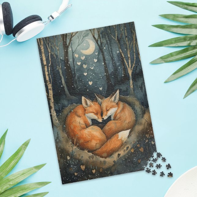 Quebra-cabeça Cute Red Fox Couple Love Jigsaw Puzzle (Criador carregado)