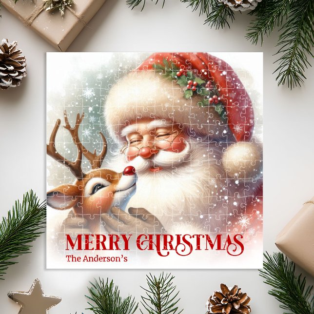Quebra-cabeça Cute Santa Claus Rudolph Personalized Holiday Kids (Cute Santa Claus Rudolph Personalized Holiday Kids Puzzle

)