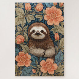 Quebra-cabeça Cute Sloth Elegant Floral William Morris Inspired