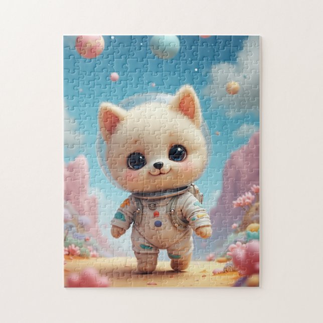 Quebra-cabeça Cute Space Kitten Astronaut Jigsaw Puzzle (Vertical)