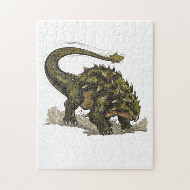 Quebra-cabeça Cute Stegosaurus Dinosaur Avocado Green Kids Puzzl (Vertical)
