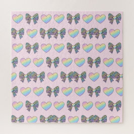 Quebra-cabeça cute sweet rainbow hearts pastel gradient pattern