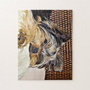 Quebra-cabeça Cute Teacup Yorkie Yorkshire Terrier Arte Digital
