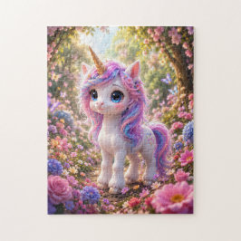 Quebra-cabeça Cute Unicorn Among Flowers Jigsaw Puzzle