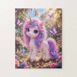 Quebra-cabeça Cute Unicorn with Butterflies Jigsaw Puzzle
