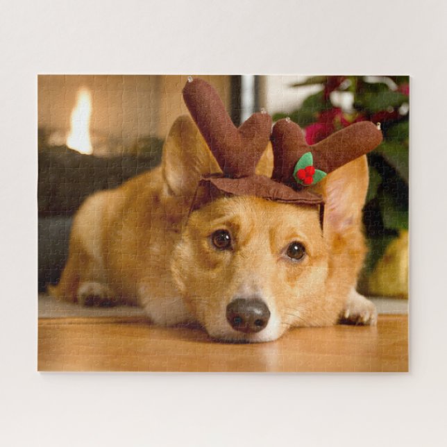 Quebra-cabeça Cutest Baby Animals | Corgi Christmas Reindeer (Horizontal)