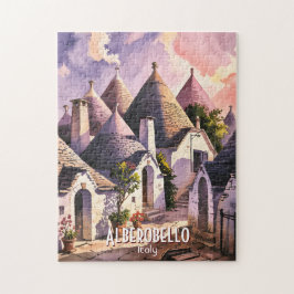 Quebra-cabeça Cutom Alberobello Trulli Houses Italy Watercolor