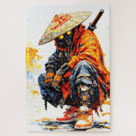 Quebra-cabeça Cyber Samurai Palette Knife Neon Orange Impasto