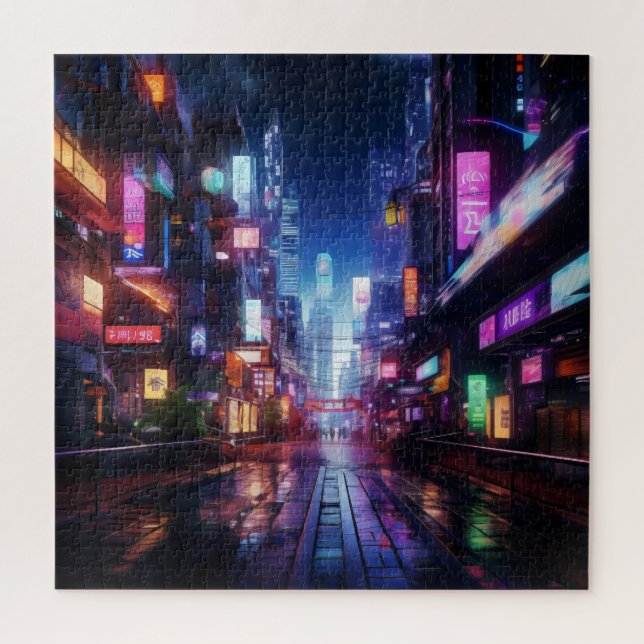 Quebra-cabeça Cyberpunk City Night (Vertical)