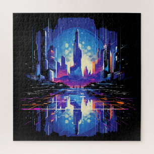 Quebra-cabeça Cyberpunk City Skyline