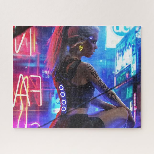 Quebra-cabeça cyberpunk girl puzzle (Horizontal)