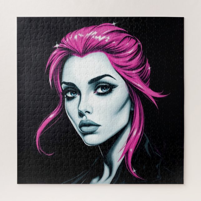 Quebra-cabeça Cyberpunk Rebel Girl - Na moda Digital Art (Vertical)