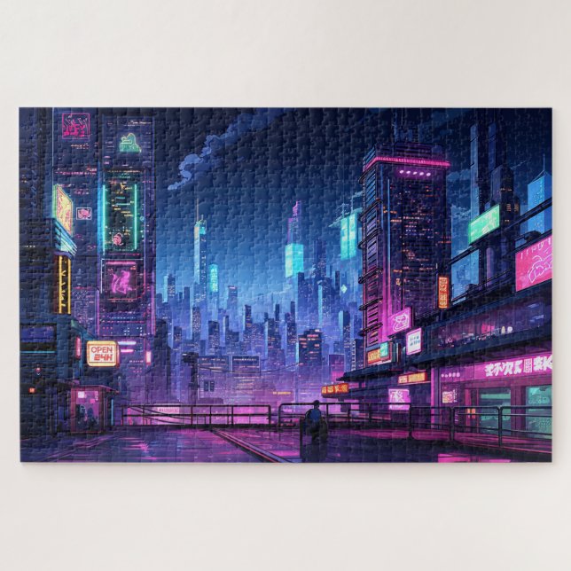 Quebra-cabeça Cyberpunk Tokyo Rooftop (Horizontal)