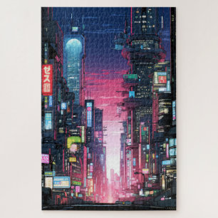 Quebra-cabeça Cyberpunk Tokyo Street Neon