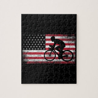Quebra-cabeça Cyclist Cycling Bicycle American Flag 4th of July